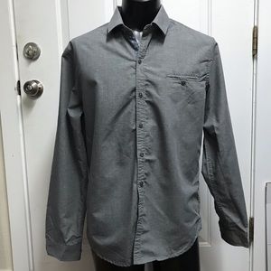 craft + flow mens large button down shirt charcoal
